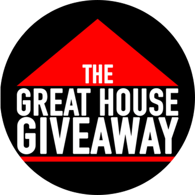 The great house giveaway logo in front of a black background.
