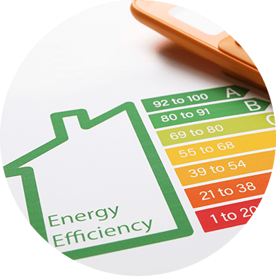 A close up of a paper with the energy efficiency ratings on them.